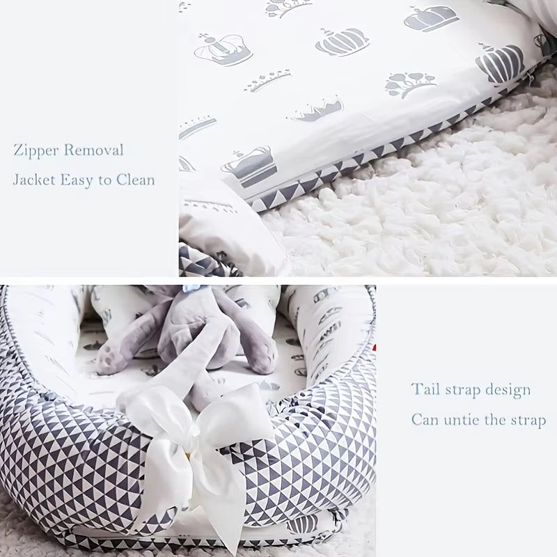 Baby Nest for Co Sleeping Newborn Baby Lounger Cotton Breathable Adjustable Baby Crib in Bed Portable