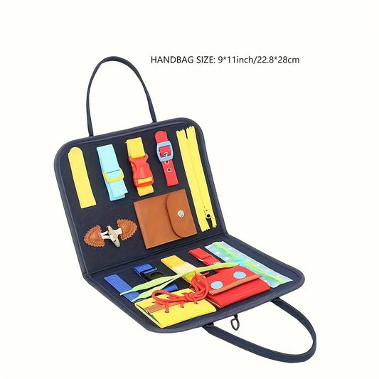 Montessori Busy Board Educational Activity Developing Sensory Board Fine Basic Dress Motor Skills Travel Toy Gift for Boys Girls
